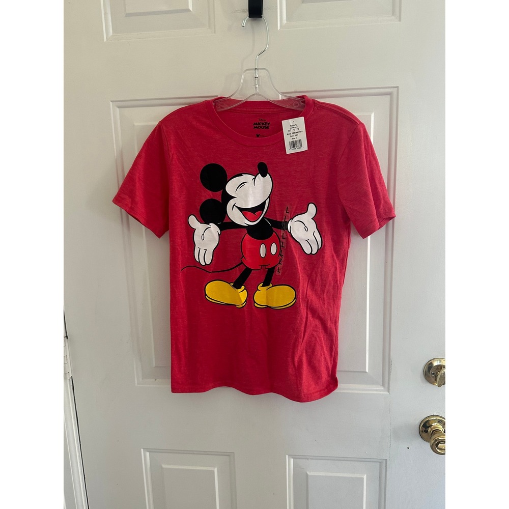 Disney Mickey Mouse Graphic T-Shirt Red Heathered Crewneck Large DSSC9SYYSC1